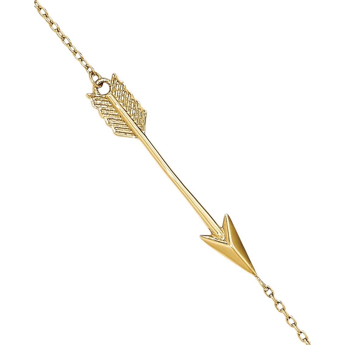 14K Yellow Gold Polished Arrow Anklet - Image 2 of 2