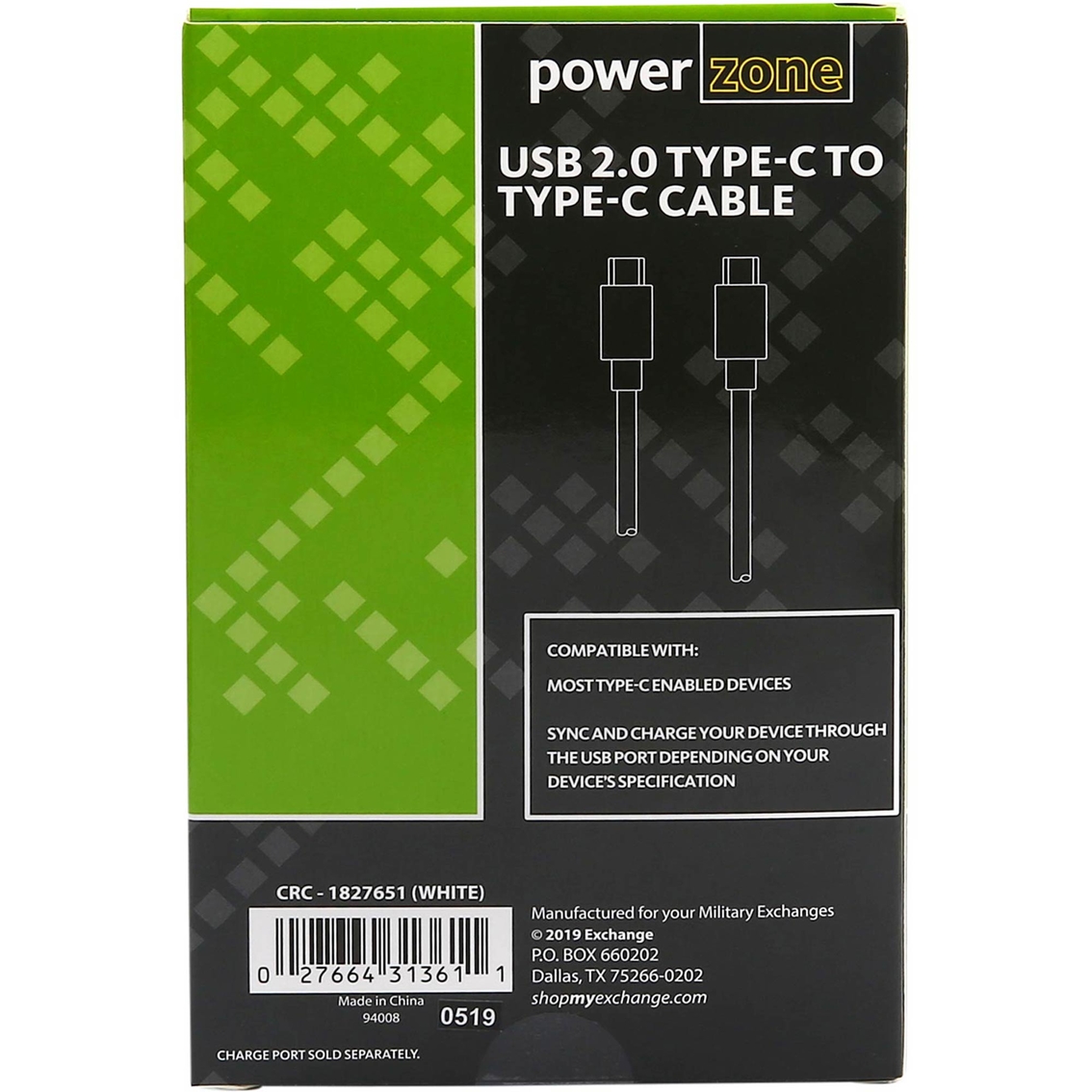 USB2.0 Type C to Type C Cable 3ft White - Image 2 of 3