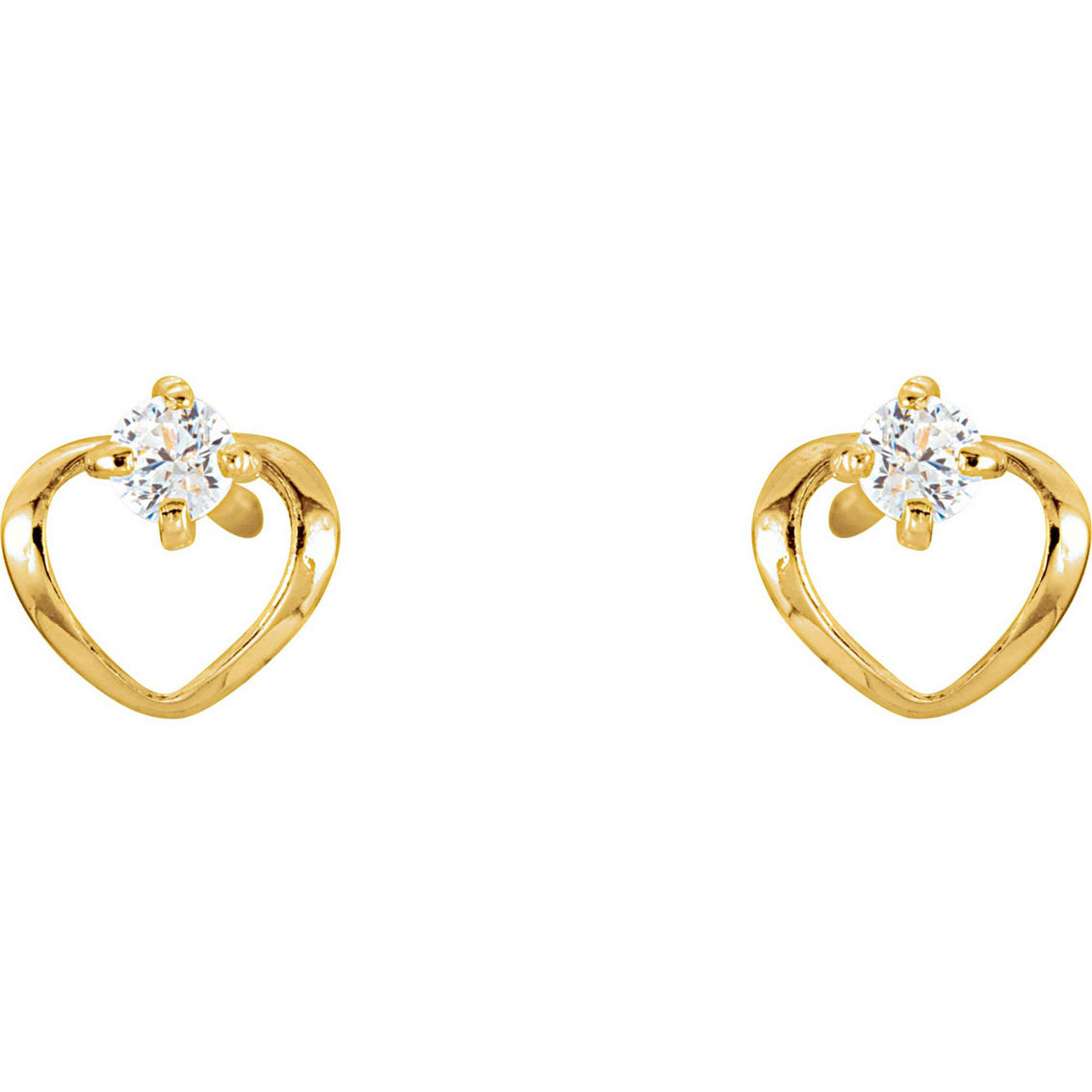 Karat Kids 14K Yellow Gold Heart Cubic Zirconia Earrings - Image 2 of 3