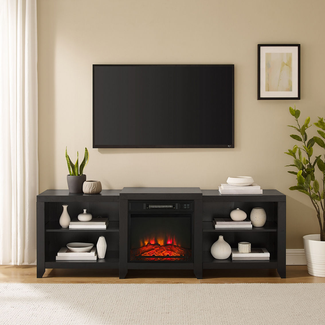 Crosley Furniture Ronin Low Profile TV Stand with Fireplace 69 in. - Image 5 of 6