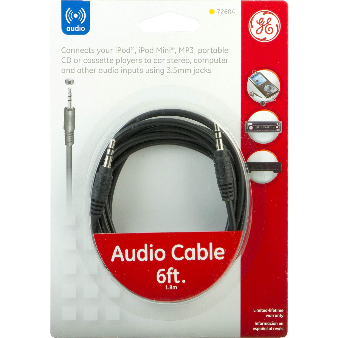 GE 6 Ft. Audio Cable, 3.5mm plugs - Image 2 of 2