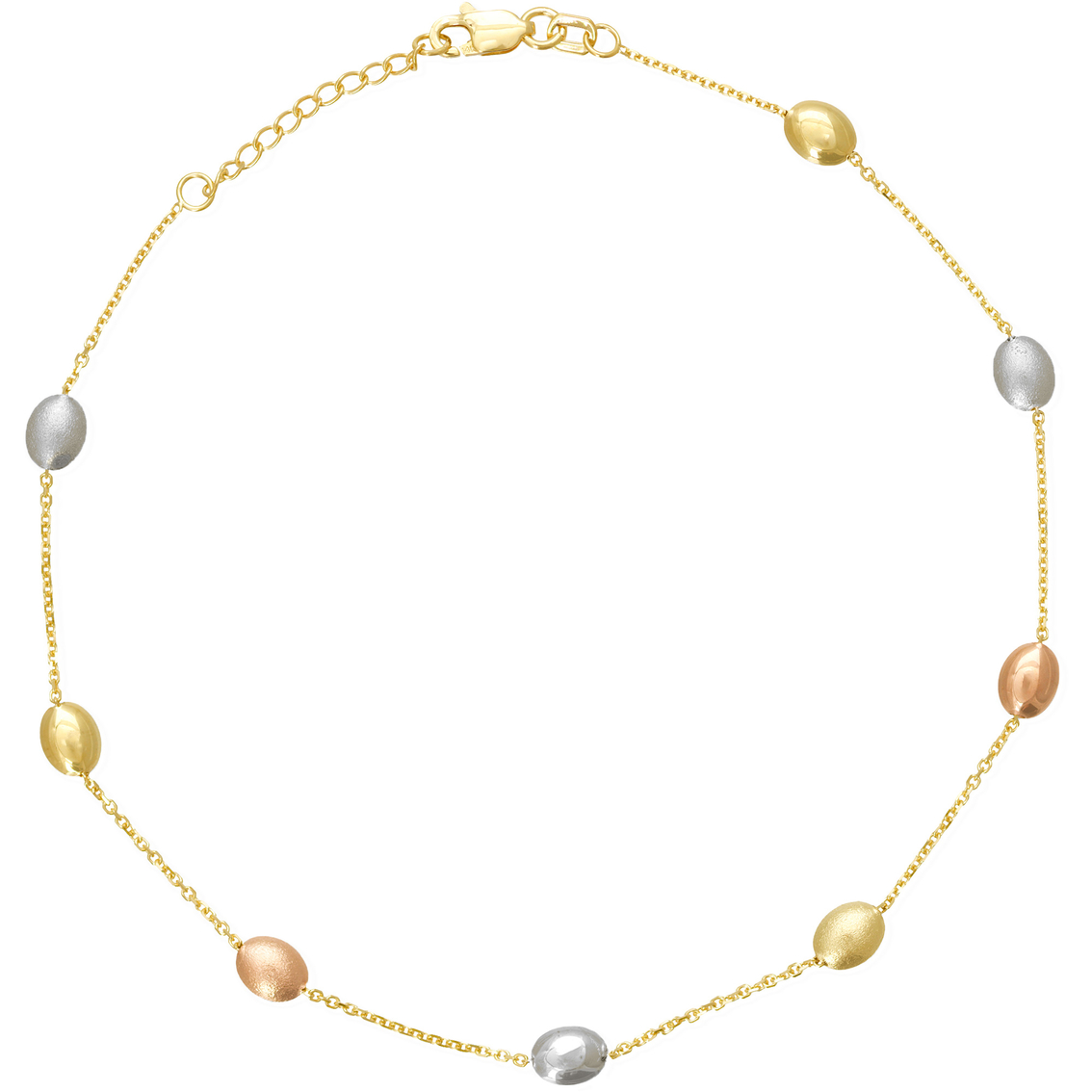 14K Gold Tri Color Coffee Beans Anklet - Image 3 of 4