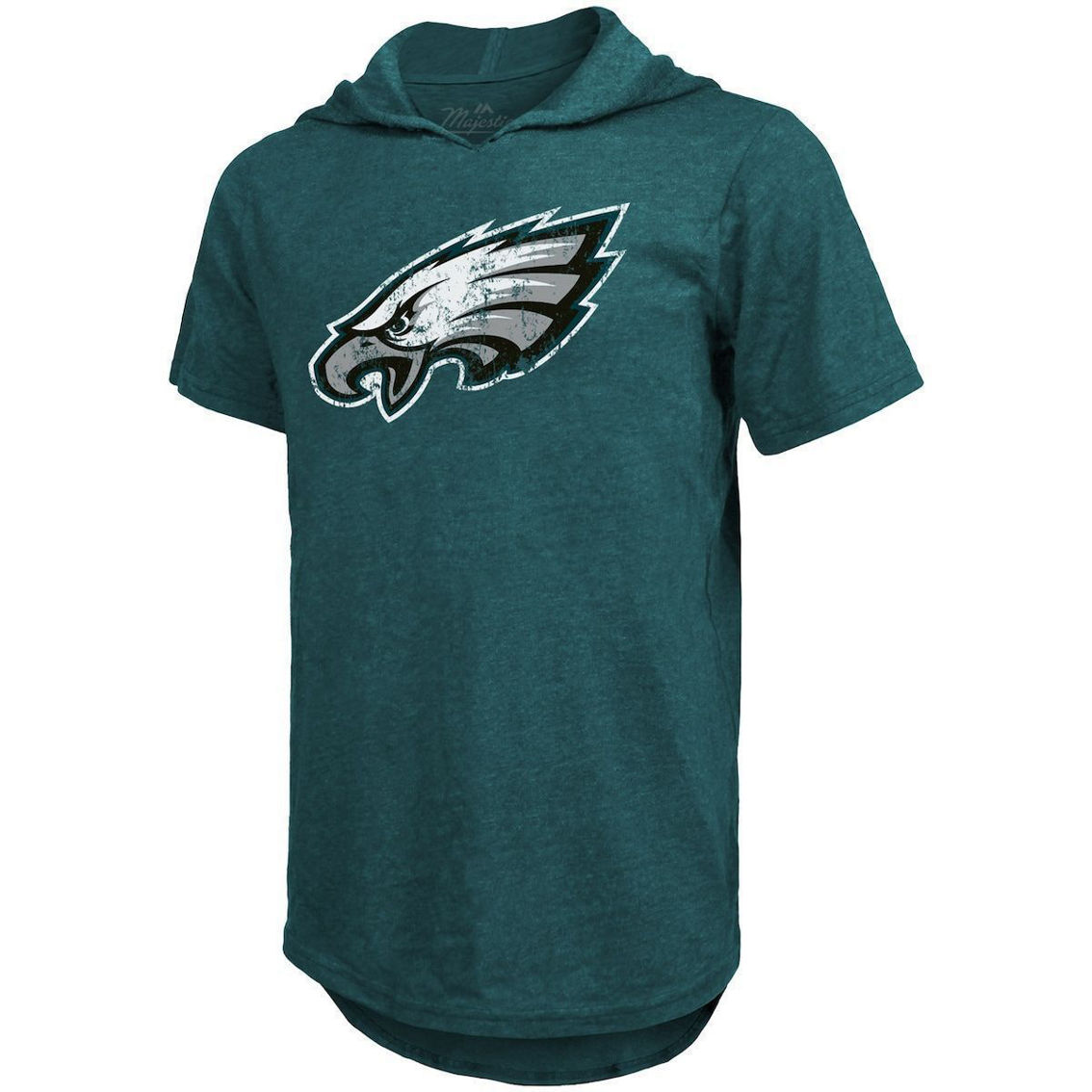 Majestic Threads Men's Threads Jalen Hurts Midnight Green Philadelphia Eagles Player Name & Number Tri-Blend Slim Fit Hoodie T-Shirt - Image 3 of 4