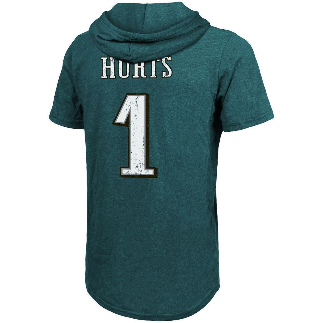 Majestic Threads Men's Threads Jalen Hurts Midnight Green Philadelphia Eagles Player Name & Number Tri-Blend Slim Fit Hoodie T-Shirt - Image 4 of 4