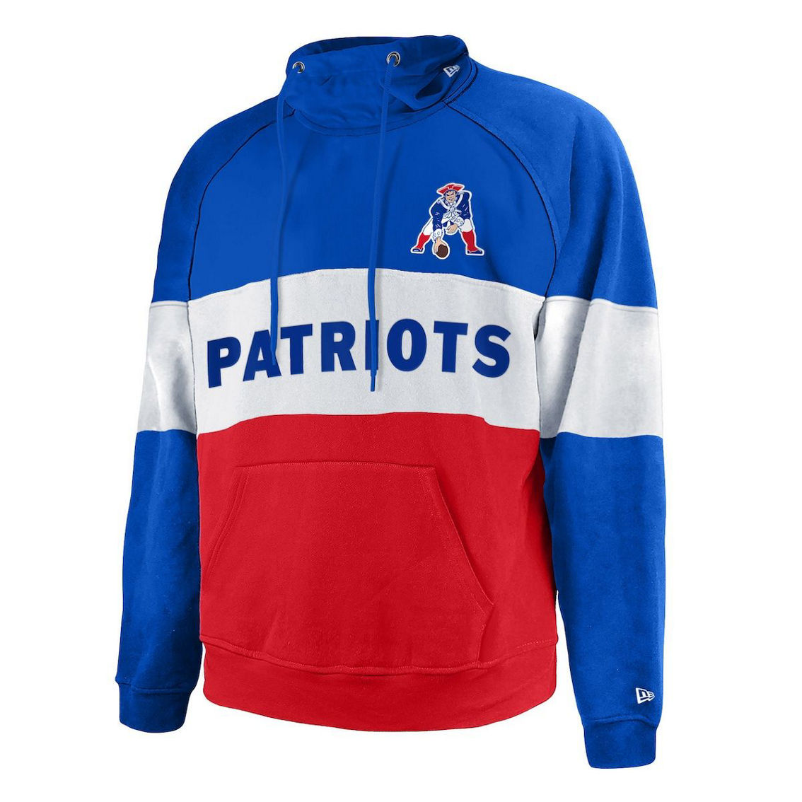 New Era Men's Red New England Patriots Big & Tall Throwback Colorblock Raglan Pullover Hoodie - Image 3 of 4