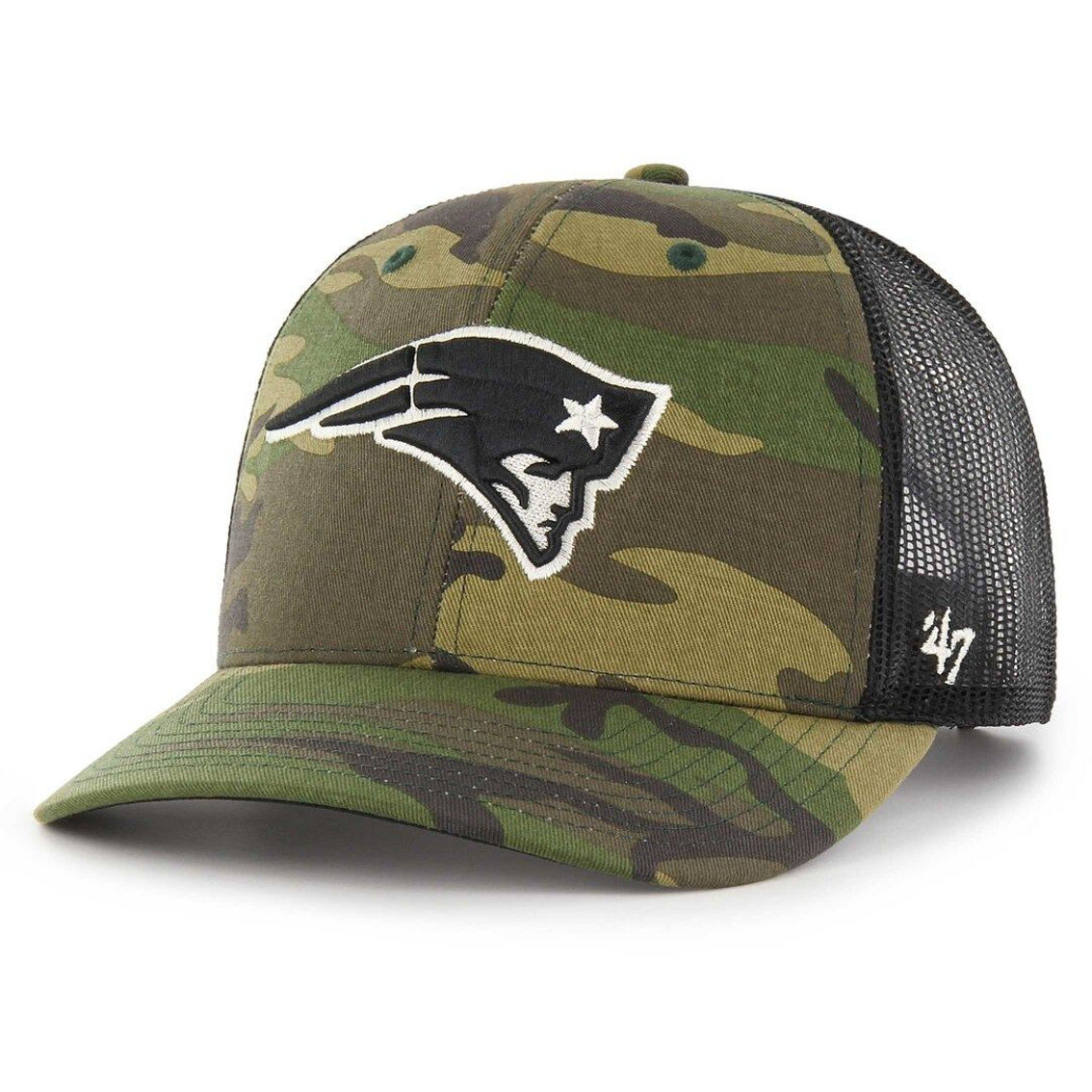 '47 Men's Camo/Black New England Patriots Trucker Adjustable Hat - Image 2 of 3