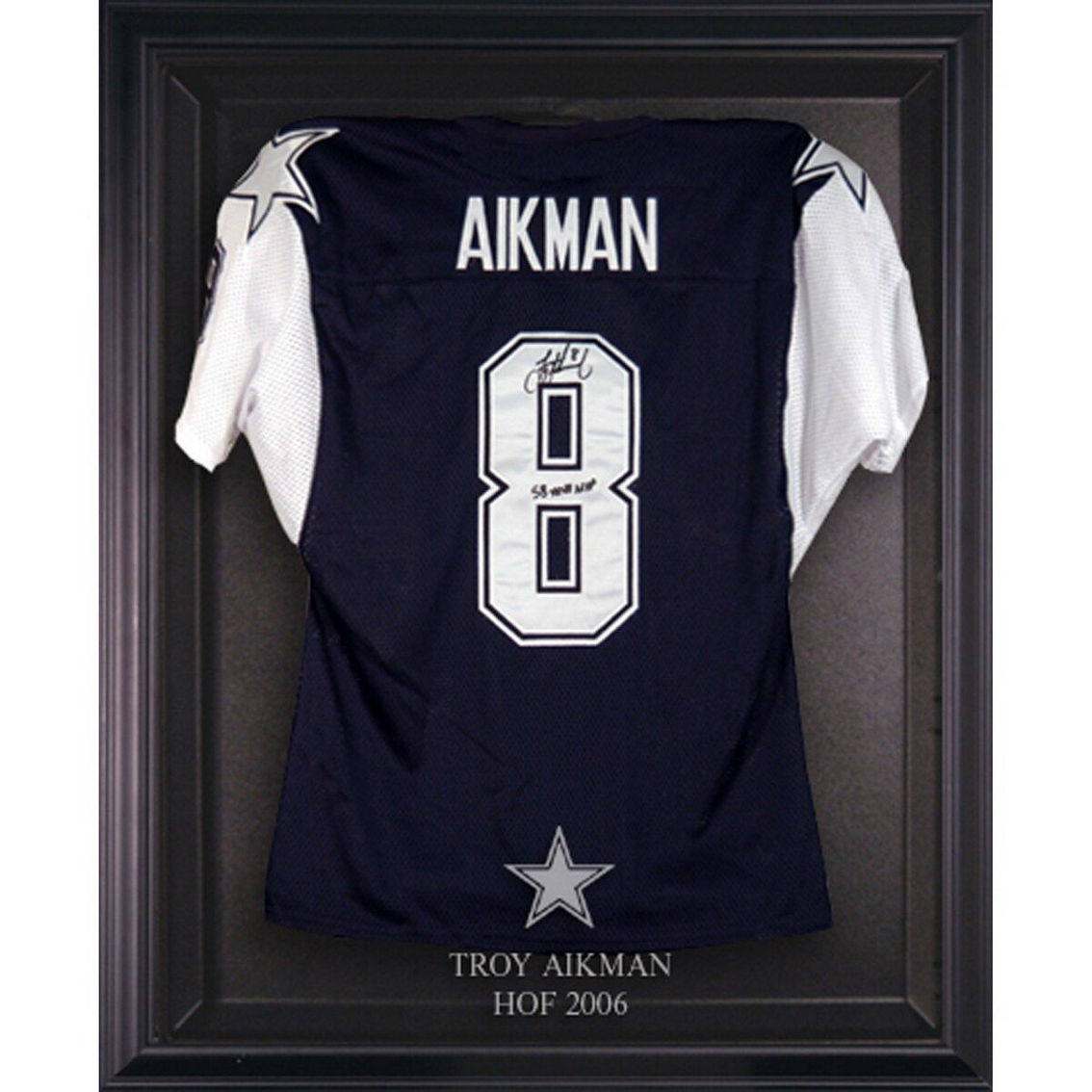 Fanatics Authentic Troy Aikman Dallas Cowboys Black Framed Hall of Fame Jersey Display Case - Image 2 of 2
