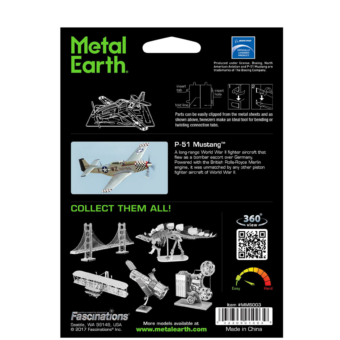 Fascinations Metal Earth 3D Metal Model Kit - P-51 Mustang - Image 3 of 5