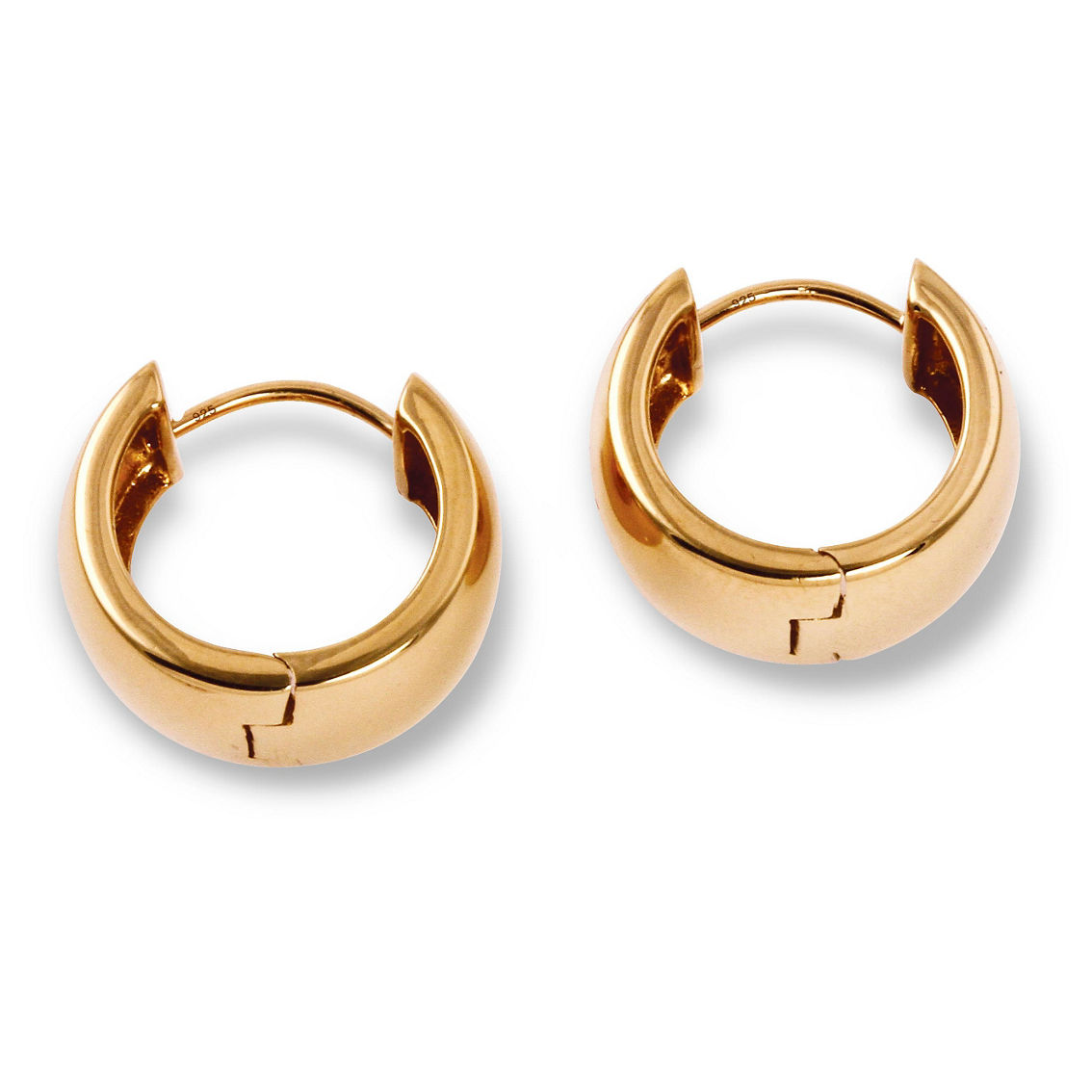 PalmBeach Gold-Plated Sterling Silver Huggie-Style Hoop Lever-Back Earrings - Image 2 of 4