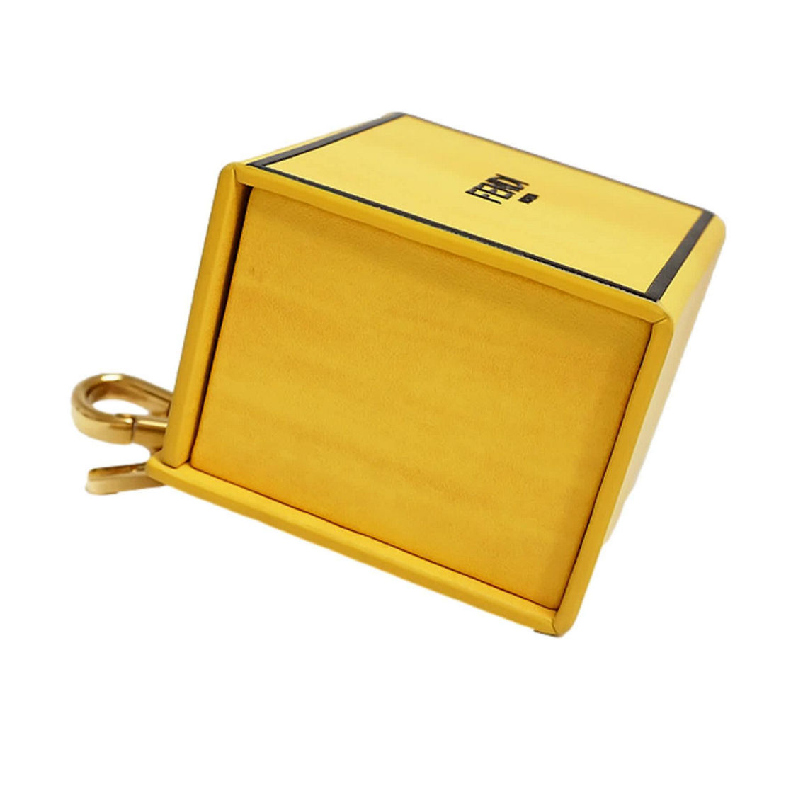 Fendi Roma Mini Box Yellow Leather Key Ring Charm (New) - Image 3 of 5