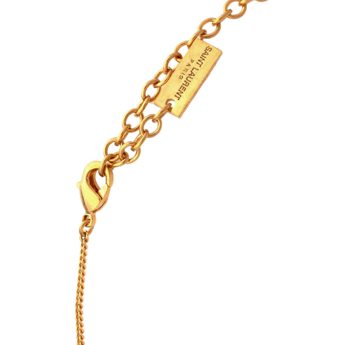 Saint Laurent Military Tag Pendant Necklace Brass Gold (New) - Image 4 of 4