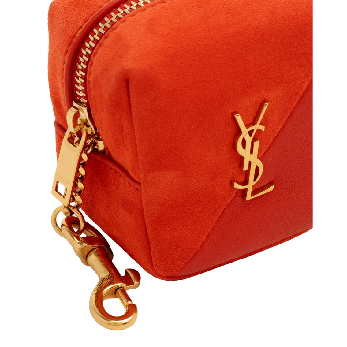 Saint Laurent Jamie YSL Keyring Cube Orange Suede Leather (New) - Image 3 of 4