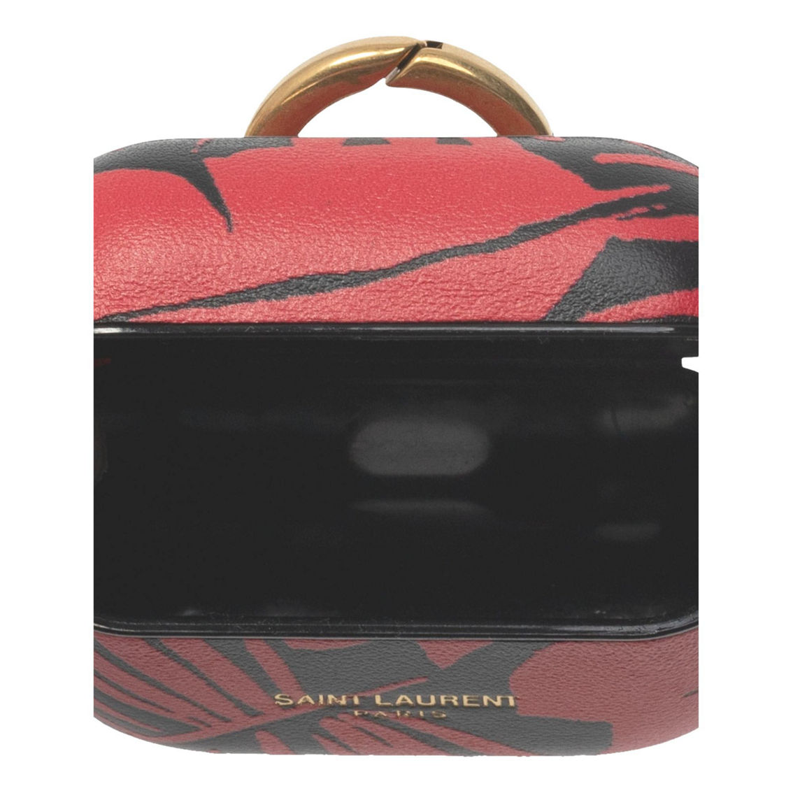 Saint Laurent Abstract Print Black and Red Leather Airpods Pro Case (New) - Image 3 of 4