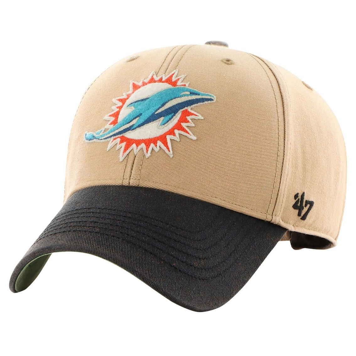 '47 Men's Khaki/Black Miami Dolphins Dusted Sedgwick MVP Adjustable Hat - Image 3 of 4