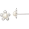 Sterling Silver Flower and Simulated Pearl Post Earrings - Image 1 of 2