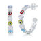 Brilliance Sterling Silver CZ & Multi-Color Enamel Evil Eye 20mm Hoop Earrings - Image 1 of 2